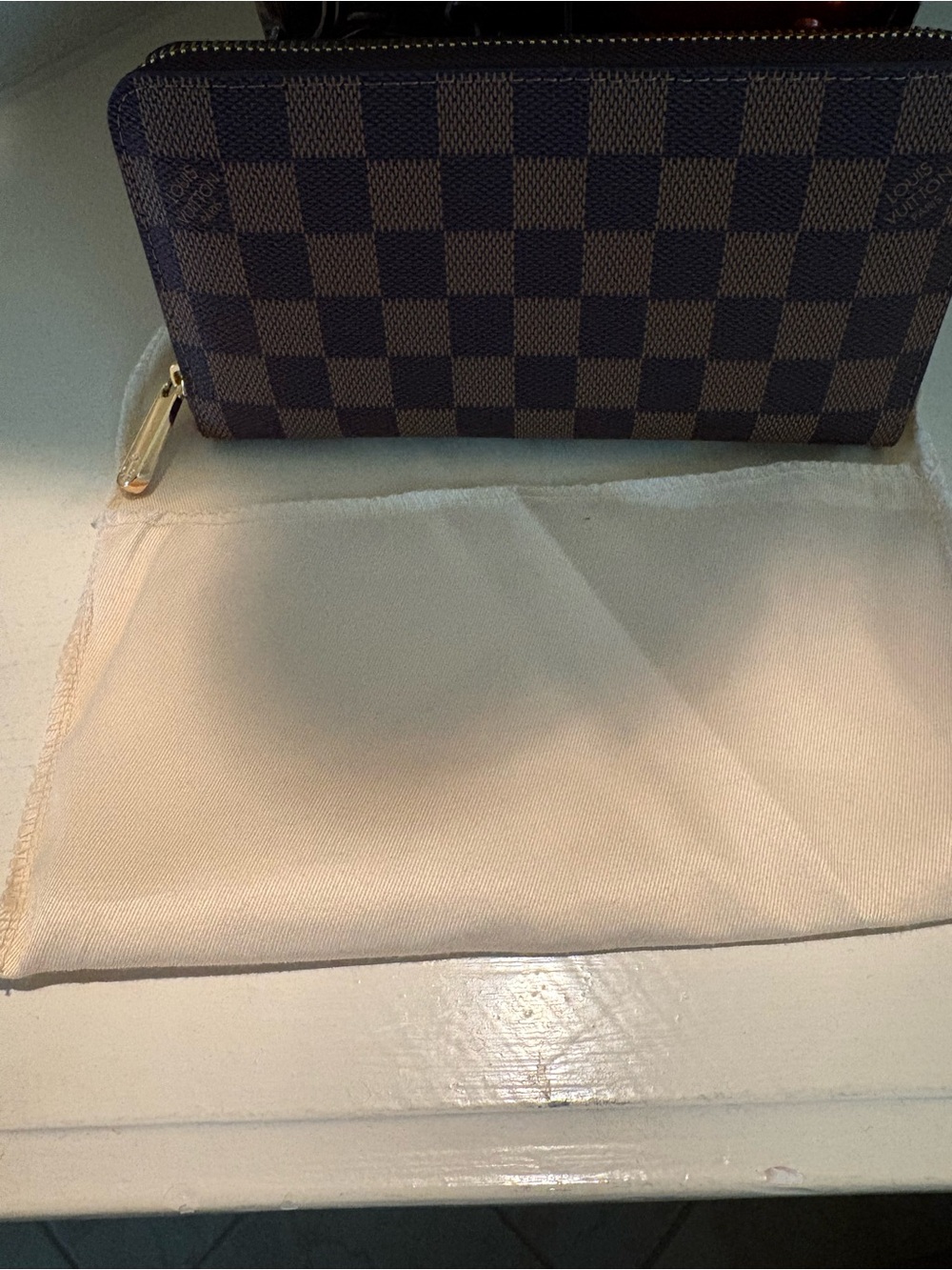Source Unknown Brown Check Zip-Around Wallet with Gold Hardware